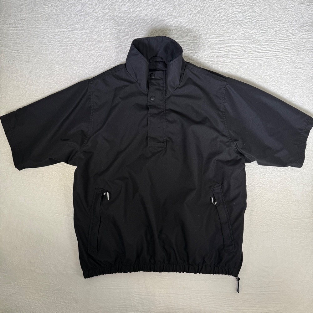 Tres Bien Men Black Short Sleeve Windbreaker Quarter Snap Pullover Jacket L Golf